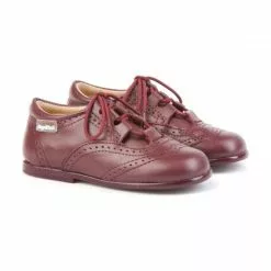 Childrens Boy Girl Leather School English Shoes Lace-up 505 Burgundy, By AngelitoS
