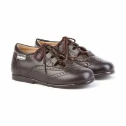 Childrens Boy Girl Leather School English Shoes Lace-up 505 Chocolate, By AngelitoS