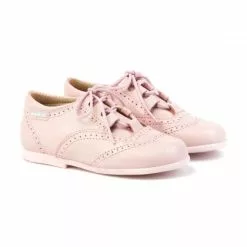 Childrens Boy Girl Leather School English Shoes Lace-up 505 Pink, By AngelitoS