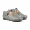 Childrens Boy Girl Leather School T-Strap Shoes Buckle 503 Grey, By AngelitoS