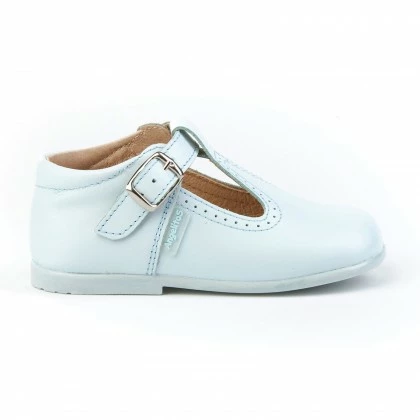 Childrens Boy Girl Leather School T-Strap Shoes Buckle 503 Sky Blue, By AngelitoS 4 Childrens Boy Girl Leather School T-Strap Shoes Buckle 503 Sky Blue, By AngelitoS - Image 2
