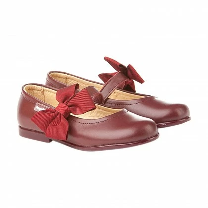 Childrens Girl Leather School Ballerinas Velcro Bow 519 Burgundy, By AngelitoS 3 Childrens Girl Leather School Ballerinas Velcro Bow 519 Burgundy, By AngelitoS