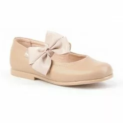Childrens Girl Leather School Ballerinas Velcro Bow 519 Camel, By AngelitoS -Pumps shoes Shop childrens girl leather school ballerinas velcro bow 519 camel by angelitos 2