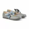 Childrens Girl Leather School Ballerinas Velcro Bow 519 Grey, By AngelitoS -Pumps shoes Shop childrens girl leather school ballerinas velcro bow 519 grey by angelitos