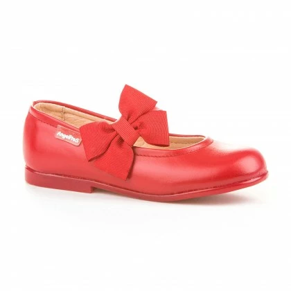Childrens Girl Leather School Ballerinas Velcro Bow 519 Red, By AngelitoS 4 Childrens Girl Leather School Ballerinas Velcro Bow 519 Red, By AngelitoS - Image 3