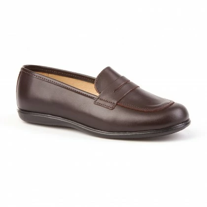 Childrens Girl Leather School Loafers Rounded Toe 466 Chocolate, By AngelitoS 5 Childrens Girl Leather School Loafers Rounded Toe 466 Chocolate, By AngelitoS - Image 3