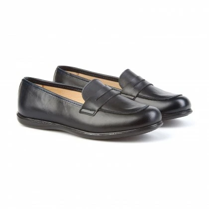 Childrens Girl Leather School Loafers Rounded Toe 466 Navy, By AngelitoS 3 Childrens Girl Leather School Loafers Rounded Toe 466 Navy, By AngelitoS