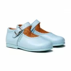 Childrens Girl Leather School Mary Jane Shoes Buckle 500 Sky Blue, By AngelitoS