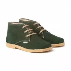 Girls Boys Split Leather Safari Booties Laces 403 Green, By AngelitoS