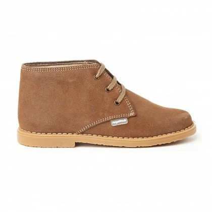 Girls Boys Split Leather Safari Booties Laces 403 Taupe, By AngelitoS 4 Girls Boys Split Leather Safari Booties Laces 403 Taupe, By AngelitoS - Image 2