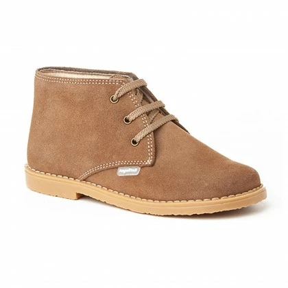 Girls Boys Split Leather Safari Booties Laces 403 Taupe, By AngelitoS 5 Girls Boys Split Leather Safari Booties Laces 403 Taupe, By AngelitoS - Image 3