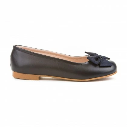 Girls Leather School Ballerinas Bow 1509 Navy, By AngelitoS 4 Girls Leather School Ballerinas Bow 1509 Navy, By AngelitoS - Image 2