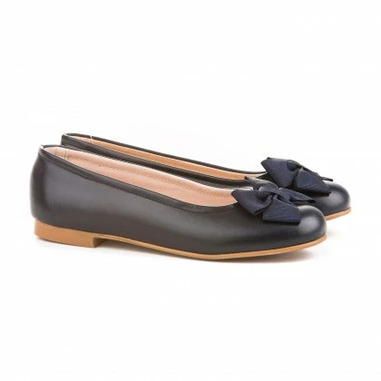 Girls Leather School Ballerinas Bow 1509 Navy, By AngelitoS 3 Girls Leather School Ballerinas Bow 1509 Navy, By AngelitoS