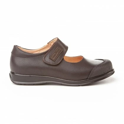 Girls Leather School Mary Jane Shoes Reinforced Toe Velcro 463 Chocolate, By AngelitoS 4 Girls Leather School Mary Jane Shoes Reinforced Toe Velcro 463 Chocolate, By AngelitoS - Image 2