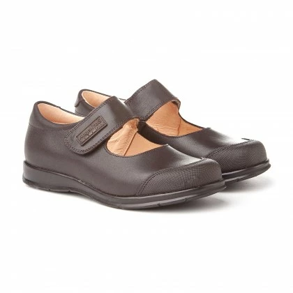 Girls Leather School Mary Jane Shoes Reinforced Toe Velcro 463 Chocolate, By AngelitoS 3 Girls Leather School Mary Jane Shoes Reinforced Toe Velcro 463 Chocolate, By AngelitoS