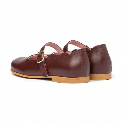 Girls Nappa Leather Mary Jane Shoes Buckle 1103 Burgundy, By AngelitoS 5 Girls Nappa Leather Mary Jane Shoes Buckle 1103 Burgundy, By AngelitoS - Image 3