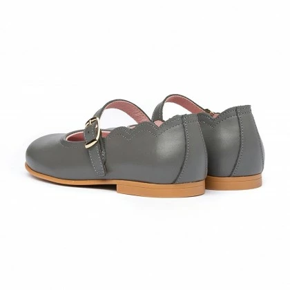 Girls Nappa Leather Mary Jane Shoes Buckle 1103 Grey, By AngelitoS 5 Girls Nappa Leather Mary Jane Shoes Buckle 1103 Grey, By AngelitoS - Image 3