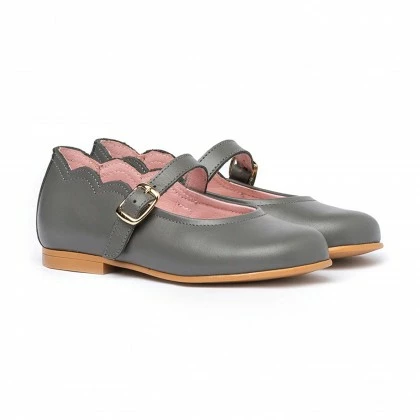 Girls Nappa Leather Mary Jane Shoes Buckle 1103 Grey, By AngelitoS 3 Girls Nappa Leather Mary Jane Shoes Buckle 1103 Grey, By AngelitoS