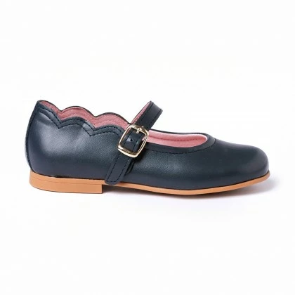 Girls Nappa Leather Mary Jane Shoes Buckle 1103 Navy, By AngelitoS 4 Girls Nappa Leather Mary Jane Shoes Buckle 1103 Navy, By AngelitoS - Image 2