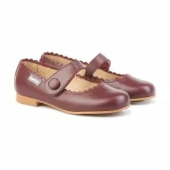 Girls Nappa Leather Mary Jane Shoes Velcro 1512 Burgundy, By AngelitoS -Pumps shoes Shop girls nappa leather mary jane shoes velcro 1512 burgundy by angelitos 2