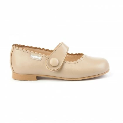 Girls Nappa Leather Mary Jane Shoes Velcro 1512 Camel, By AngelitoS 4 Girls Nappa Leather Mary Jane Shoes Velcro 1512 Camel, By AngelitoS - Image 2