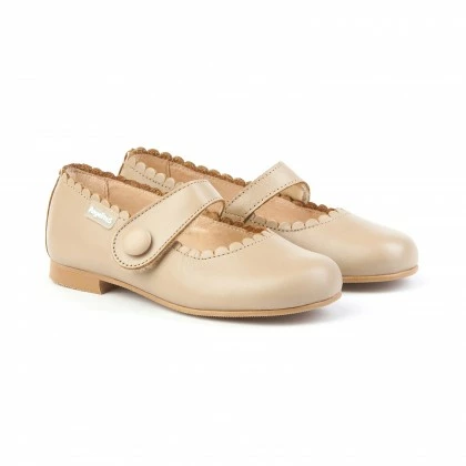 Girls Nappa Leather Mary Jane Shoes Velcro 1512 Camel, By AngelitoS 5 Girls Nappa Leather Mary Jane Shoes Velcro 1512 Camel, By AngelitoS - Image 3