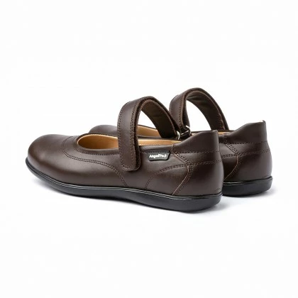 Girls Nappa Leather Mary Jane Shoes Velcro 1512 Chocolate, By AngelitoS 5 Girls Nappa Leather Mary Jane Shoes Velcro 1512 Chocolate, By AngelitoS - Image 3