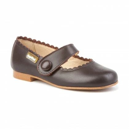 Girls Nappa Leather Mary Jane Shoes Velcro 1512 Chocolate, By AngelitoS 3 Girls Nappa Leather Mary Jane Shoes Velcro 1512 Chocolate, By AngelitoS