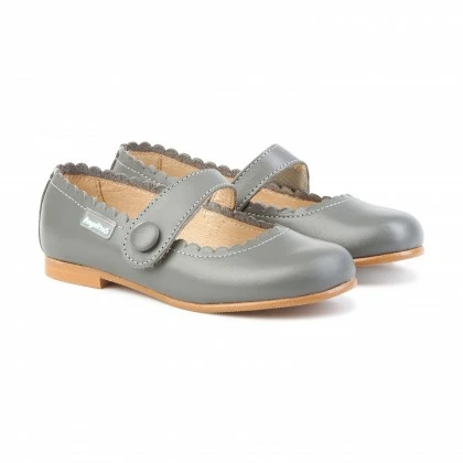 Girls Nappa Leather Mary Jane Shoes Velcro 1512 Grey, By AngelitoS 5 Girls Nappa Leather Mary Jane Shoes Velcro 1512 Grey, By AngelitoS - Image 3