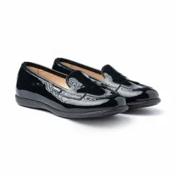 Girls Patent Leather School Loafers Mask 468 Navy, By AngelitoS