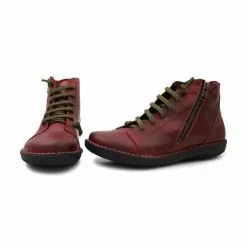 Woman Leather Flat Booties Ellastic Lace 3012 Bordeaux, By Boleta Shoes -Pumps shoes Shop woman leather flat booties ellastic lace 3012 bordeaux by boleta shoes 3