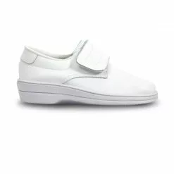Woman Leather Hospital Shoes Anatomical Velcro Closure 790 White, By Percla