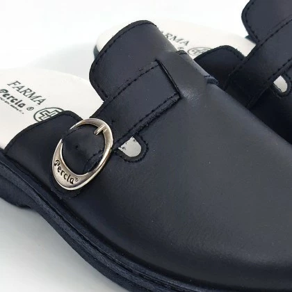 Woman Leather Hospital Shoes Backless Buckle 796 Navy, By Percla 4 Woman Leather Hospital Shoes Backless Buckle 796 Navy, By Percla - Image 2