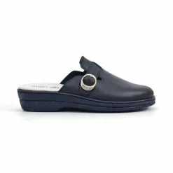 Woman Leather Hospital Shoes Backless Buckle 796 Navy, By Percla