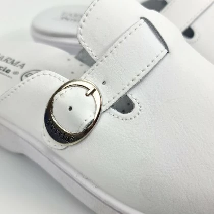 Woman Leather Hospital Shoes Backless Buckle 796 White, By Percla 4 Woman Leather Hospital Shoes Backless Buckle 796 White, By Percla - Image 2