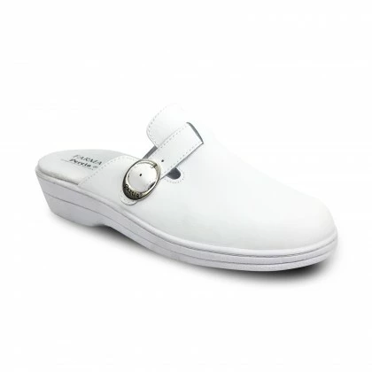 Woman Leather Hospital Shoes Backless Buckle 796 White, By Percla 5 Woman Leather Hospital Shoes Backless Buckle 796 White, By Percla - Image 3