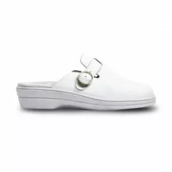 Woman Leather Hospital Shoes Backless Buckle 796 White, By Percla