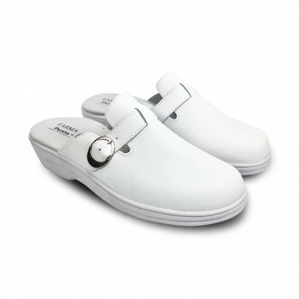 Woman Leather Hospital Shoes Backless Buckle 796 White, By Percla 6 Woman Leather Hospital Shoes Backless Buckle 796 White, By Percla - Image 4