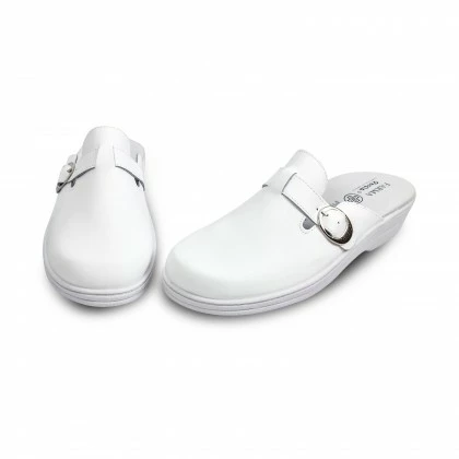 Woman Leather Hospital Shoes Backless Buckle 796 White, By Percla 8 Woman Leather Hospital Shoes Backless Buckle 796 White, By Percla - Image 6