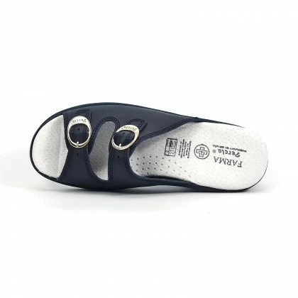 Woman Leather Hospital Shoes Backless Open Toe Two Buckles 797 Navy, By Percla 8 Woman Leather Hospital Shoes Backless Open Toe Two Buckles 797 Navy, By Percla - Image 6