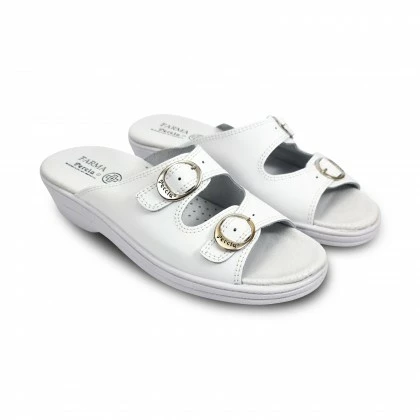 Pumps shoes Shop -Pumps shoes Shop woman leather hospital shoes backless open toe two buckles 797 white by percla 3