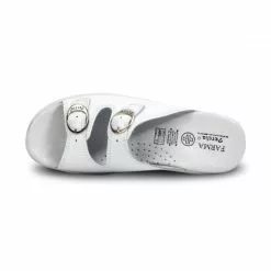 Woman Leather Hospital Shoes Backless Open Toe Two Buckles 797 White, By Percla -Pumps shoes Shop woman leather hospital shoes backless open toe two buckles 797 white by percla 4