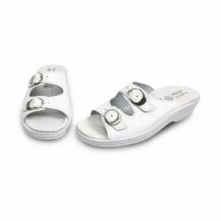 Woman Leather Hospital Shoes Backless Open Toe Two Buckles 797 White, By Percla -Pumps shoes Shop woman leather hospital shoes backless open toe two buckles 797 white by percla 5