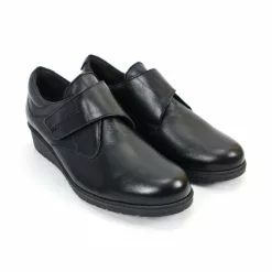 Woman Leather Low Wedged Comfort Shoes Velcro Removable Insole 70243 Black, By TuPié -Pumps shoes Shop woman leather low wedged comfort booties velcro removable insole 70243 black by tupie 5