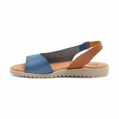 Woman Leather Low Wedged Sandals Padded Insole 1115 Blue, By Blusandal -Pumps shoes Shop woman leather low wedged sandals padded insole 1115 blue by blusandal 2