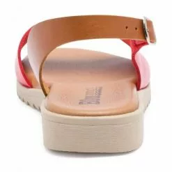 Woman Leather Low Wedged Sandals Padded Insole 1115 Red, By Blusandal -Pumps shoes Shop woman leather low wedged sandals padded insole 1115 red by blusandal 3