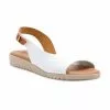 Woman Leather Low Wedged Sandals Padded Insole 1115 White, By Blusandal -Pumps shoes Shop woman leather low wedged sandals padded insole 1115 white by blusandal