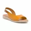 Woman Leather Low Wedged Sandals Padded Insole 1115 Yellow, By Blusandal -Pumps shoes Shop woman leather low wedged sandals padded insole 1115 yellow by blusandal