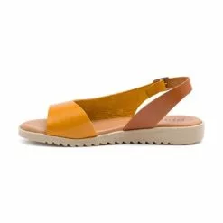 Woman Leather Low Wedged Sandals Padded Insole 1115 Yellow, By Blusandal -Pumps shoes Shop woman leather low wedged sandals padded insole 1115 yellow by blusandal 2