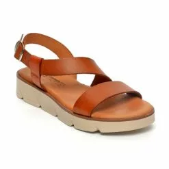 Woman Leather Low Wedged Sandals Padded Insole 166 Leather, By Blusandal